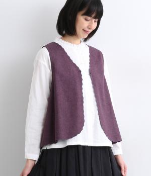 エターミン刺繍入りフレアベスト(パープル-F)