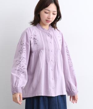 コットン起毛刺繍入りブラウス(ライラック-F)