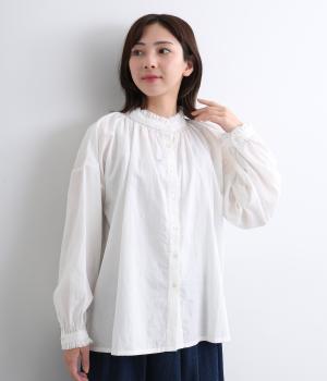 フラワージャカードシャーリングブラウス