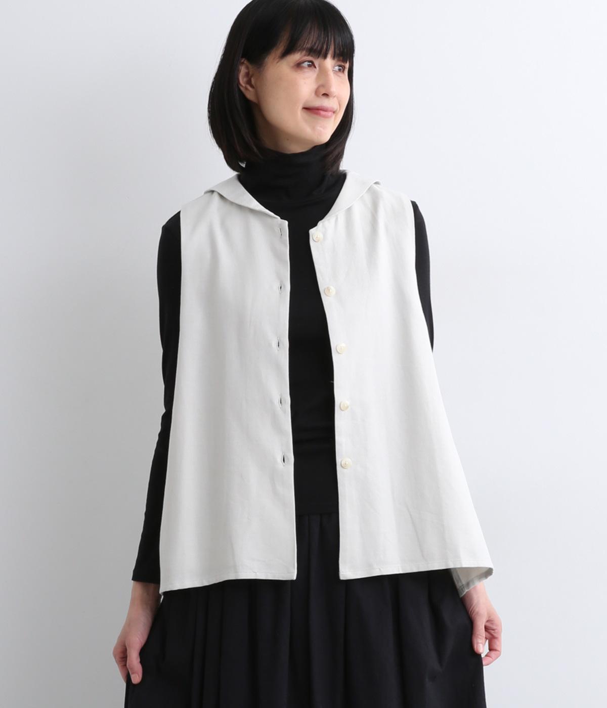 コットン綾織りミニセーラーベスト(ライトグレー-F)