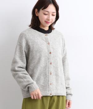 ウール混ドット柄カーディガン