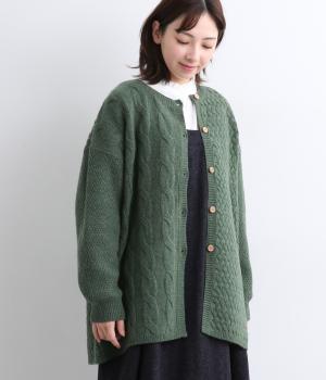 ウールミックス編みチュニックカーディガン