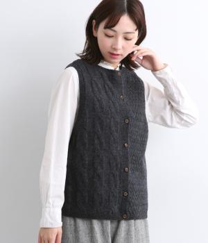 ウールミックス編み2wayベスト