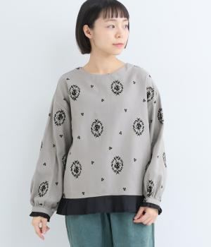 フロッキープリント2wayフリルブラウス