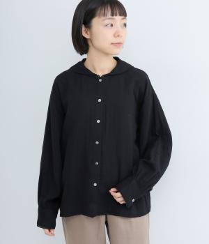 Wガーゼセーラーブラウス(ブラック-F)