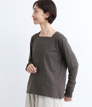 天竺レーシースクエアプルオーバー(チャコールグレー-ONESIZE)