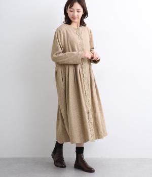 コットンツイードレーシー前開きワンピース