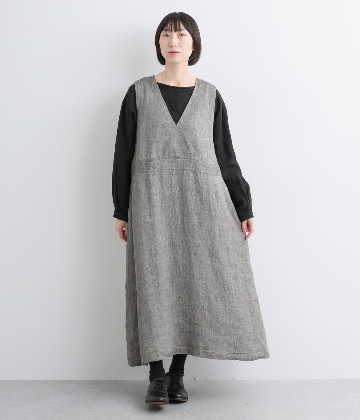 リネン綾ジャンパースカート(グレー-F)