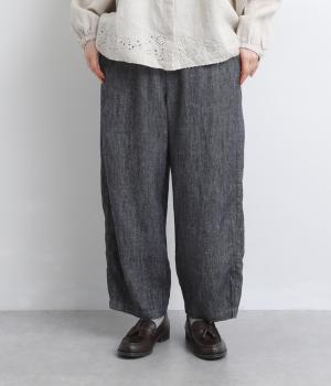 リネン綾コクーンパンツ(ブラック-F)