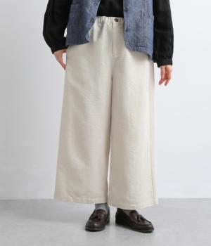 コットンリネンジャカードセミワイドパンツ