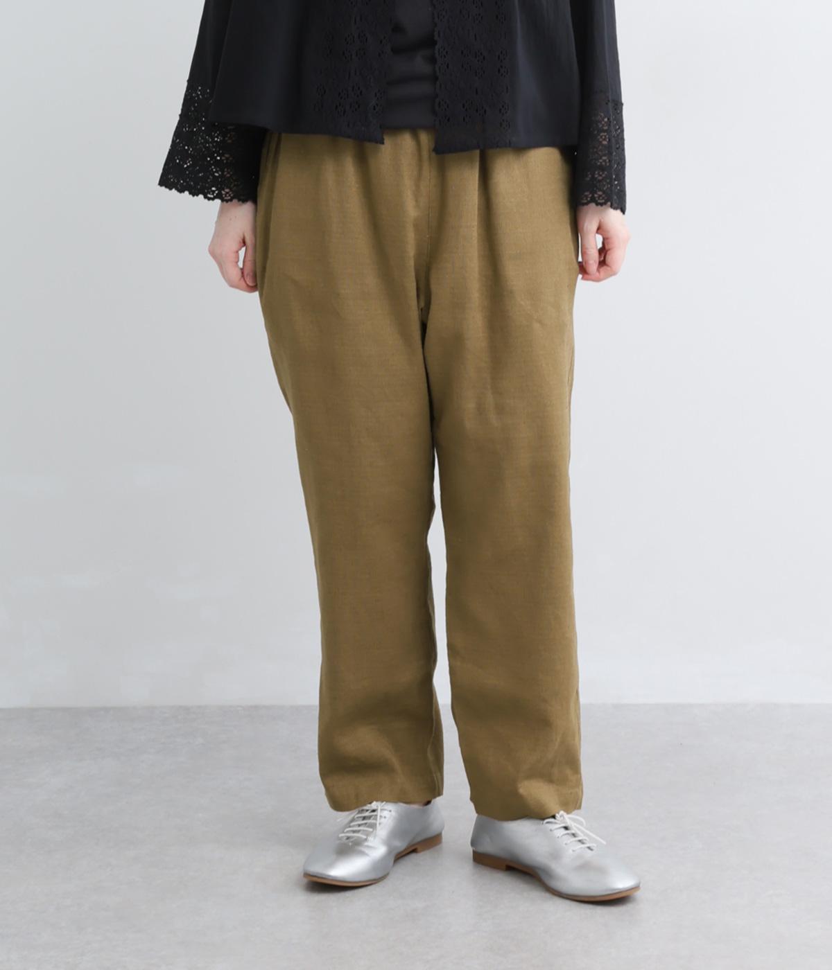 コットンリネンブッチャーテーパードパンツ(グレイッシュマスタード-F)