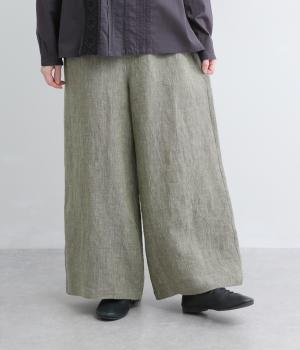 リネンシャンブレーワイドパンツ(スモーキーグリーン-F)