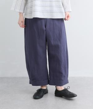 リネン平織りカフスパンツ