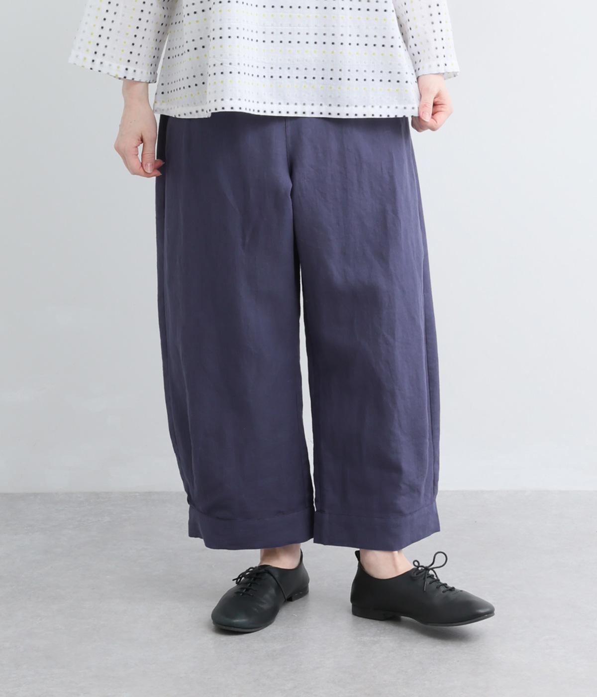 リネン平織りカフスパンツ(ネイビー-F)