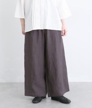 リネンストレートパンツ(ダークパープル-F)