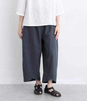コットンリネン細番手ボリュームパンツ(ダークネイビー-F)