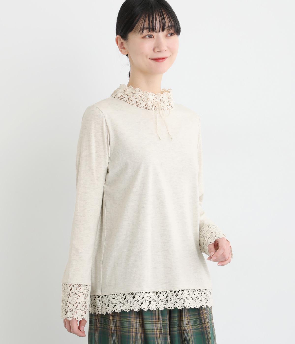 コットン天竺レーシーリボンプルオーバー(オートミール-F)