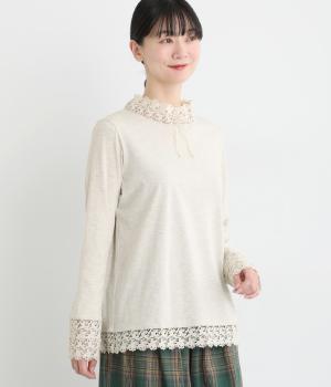コットン天竺レーシーリボンプルオーバー(オートミール-F)