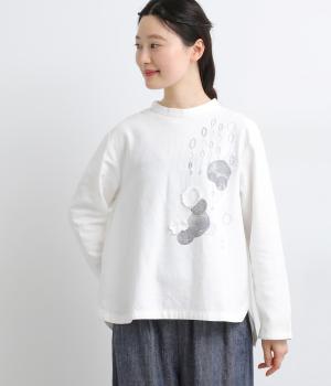 コットンリネン綾織り刺繍＆PTスタンド襟プルオーバー(オフホワイト-F)