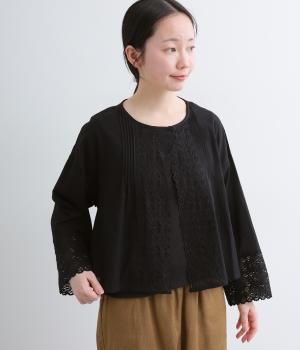 コットンガーゼレーシーボレロ(ブラック-F)