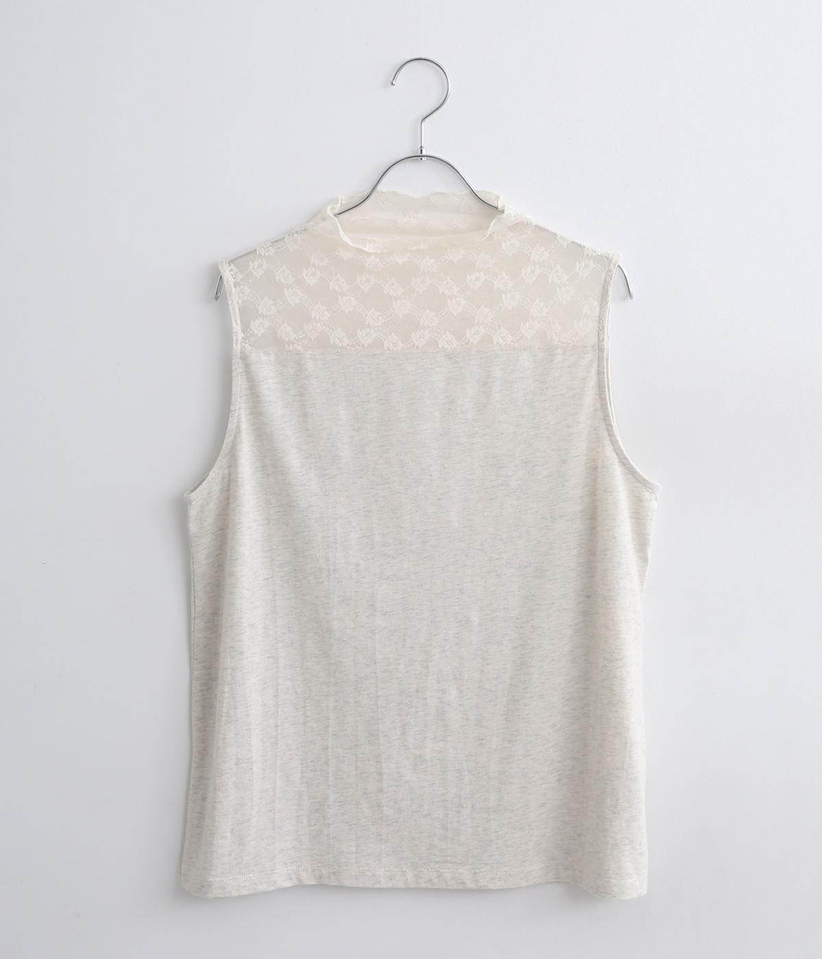 コットン天竺レーシーハイネックタンクトップ(オートミール-F)