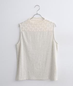 コットン天竺レーシーハイネックタンクトップ(オートミール-F)