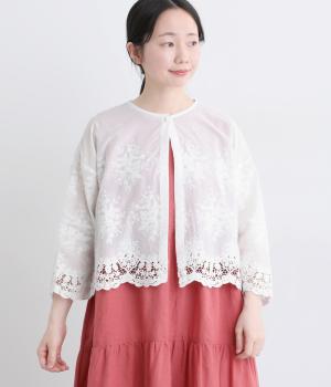 コットンレーシースカラ刺繍ボレロ(オフ-F)