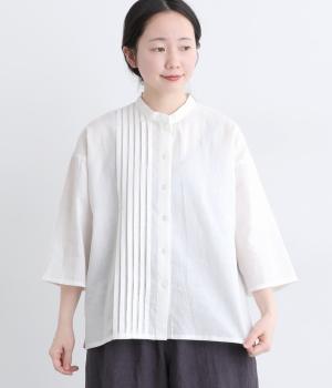 コットンリネン細番手アシメブラウス(オフ-F)