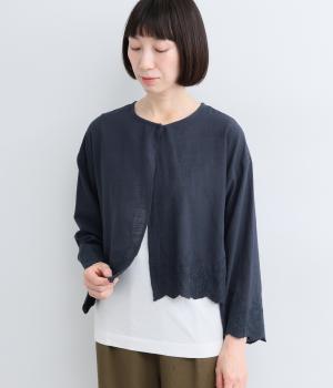 スカラ刺繍ボレロカーディガン(ネイビー-F)