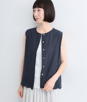 スカラ刺繍2wayタンク(ネイビー-F)