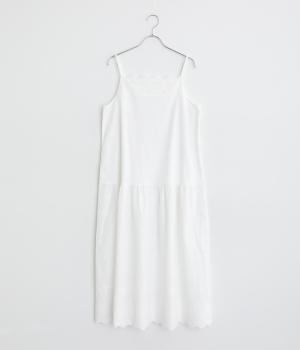 コットンスカラ刺繍ペチキャミワンピース(オフホワイト-F)