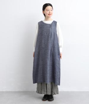 リネン綾ジャンパースカート(ネイビー-F)