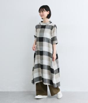 リネン先染めワンピース