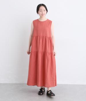 リネンティアードノースリーブワンピース(ローズ-F)