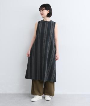 コットンサッカーストライプ ノースリーブワンピース｜On y vua