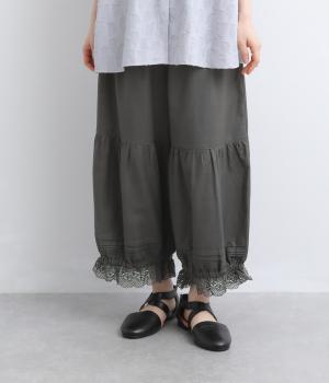 ビエラ裾ゴムレーシーぺチパンツ(グレー-F)