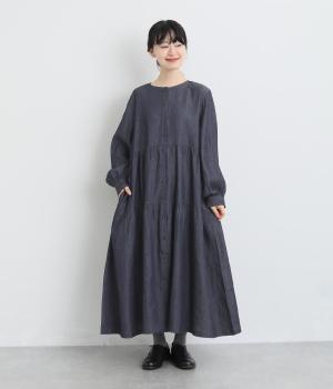 コットンデニムティアードワンピース（ネイビー・F）