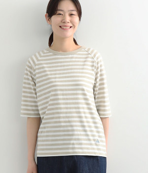 リサイクルコットンボーダーラグランT(5分袖)