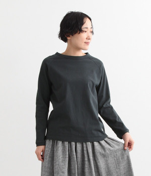 リサイクルコットン天竺ラグランTEE(長袖)(インクブラック-L)