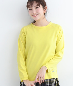 リサイクルコットン天竺ラグランTEE(長袖)(レモン-L)