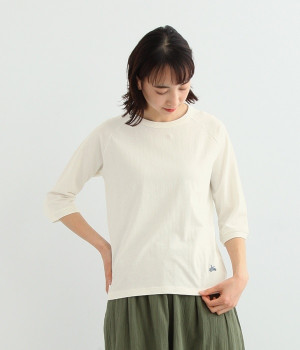リサイクルコットン天竺ラグランTEE(7分袖)(オフホワイト-L)