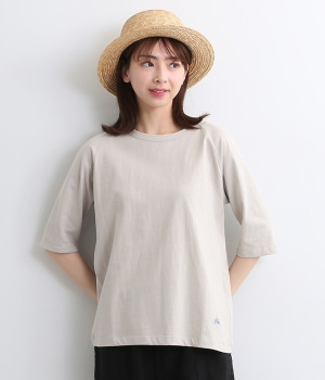 リサイクルコットンラグラン5分袖TEE(グレー-M)