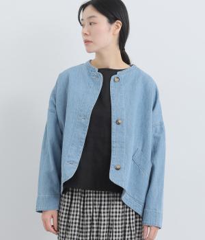 レギュラーオンスコットンリネンデニムラウンドヘムジャケット