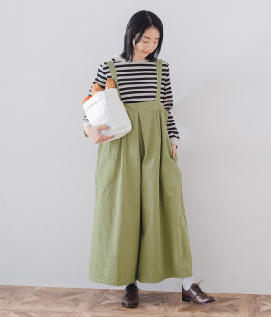 コットン サロペットパンツ(ライトオリーブ-ONESIZE)
