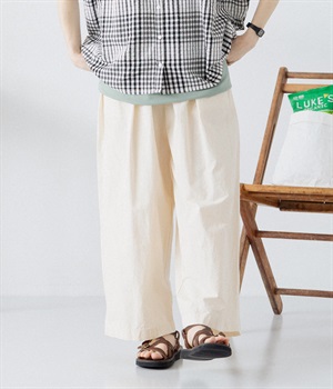 コットン ワイドストレートパンツ(キナリ-ONESIZE)