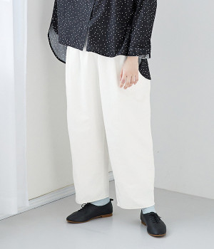 コットンリネンデニム バックポケットマオパンツ(オフホワイト-ONESIZE)