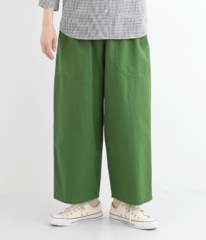 コットンリネンウェザークロスパル―ンパンツ(グリーン-ONESIZE)