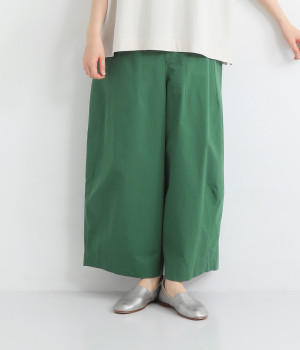 一部別注｜コットンツイルすっきりワイドパンツ(グリーン-ONESIZE)