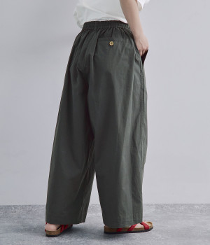 一部別注｜コットンツイルすっきりワイドパンツ(チャコール-ONESIZE)