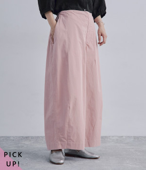 一部別注｜コットンツイルすっきりワイドパンツ(ピンク-ONESIZE)